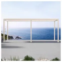 Pergola Mirador Deluxe 111, 3x6 m, grau - Robuste 4-eckige Pergola aus Metall, ideal für den Outdoor-Bereich. Mit einer Breite von 300 cm und einer Tiefe von 600 cm bietet sie stilvollen Schutz und schafft eine einladende Atmosphäre.