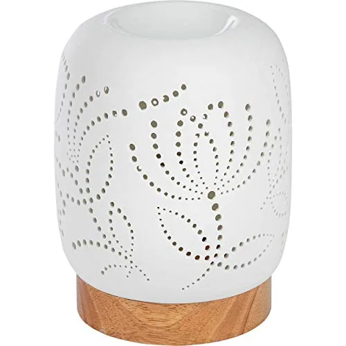 ONVAYA® Duftlampe | Elektrisch | Cremeweiß - Moderne Duftlampe aus Porzellan mit warmem Licht, ideal für gemütliche Atmosphäre. Inklusive 1,38m Kabel und passendem Leuchtmittel.