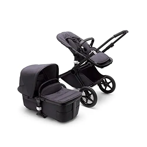 Bugaboo Fox 3 Mineral Collection, unser komfortabelster 2-in-1-Kinderwagen inklusive Liegewanne mit Lüftungsfenstern: für jedes Gelände, Komfort-Buggy, Fahrgestell in Schwarz, Bezüge in Washed Black