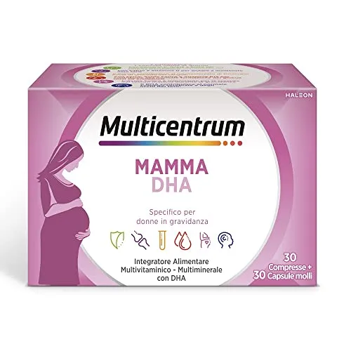 Haleon Italy Multicentrum Mamma DHA 30 Compresse + 30 Capsule - Multivitaminpräparate & Mineralien, speziell für schwangere Frauen zur Unterstützung von Gesundheit und Entwicklung des Babys.