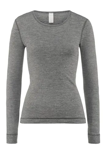 hessnatur Langarm-Shirt Damen mit Bio-Merinowolle und Seide - Hochwertiges Langarm-Shirt aus feiner Ripp-Qualität, ideal zum Darunterziehen. Nachhaltig und fair hergestellt, ohne Seitennähte für höchsten Tragekomfort.