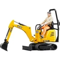 JCB Mikrobagger 8010 CTS und Bauarbeiter, Modellfahrzeug gelb