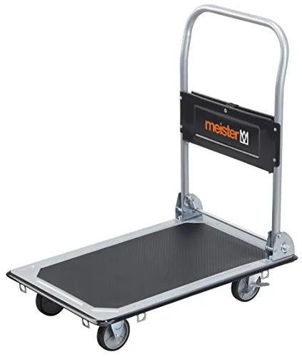 Meister Plattformwagen - Klappbar - 150 kg Tragkraft - Plattformwagen mit Antirutsch-Beschichtung und Feststellbremse, ideal für sicheren Transport in Werkstatt und Garage, max. Tragkraft 150 kg.