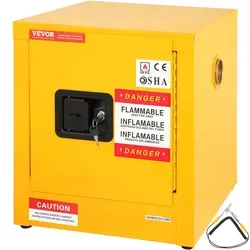 VEVOR Gefahrstoffschrank Gelb, verschließbar, 43 x 43 x 46 cm - Sicherer Gefahrstoffschrank in Gelb, aus kaltgewalztem Stahl. Robuste Konstruktion mit 3-Punkt-Schlüsselverschluss und ESD-Erdungskabel für zuverlässige Lagerung. Ideal für den Innenbereich.