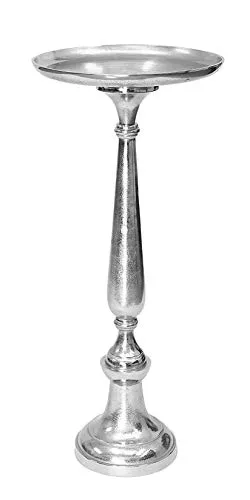 Dekoleidenschaft Dekosäule Silber - Antik Look 78cm - Kerzenständer in elegantem Antik Look, vielseitig einsetzbar als Blumenständer oder Beistelltisch. Die 34cm große Ablagefläche bietet Platz für Kerzen und Pflanzen und setzt stilvolle Akzente.