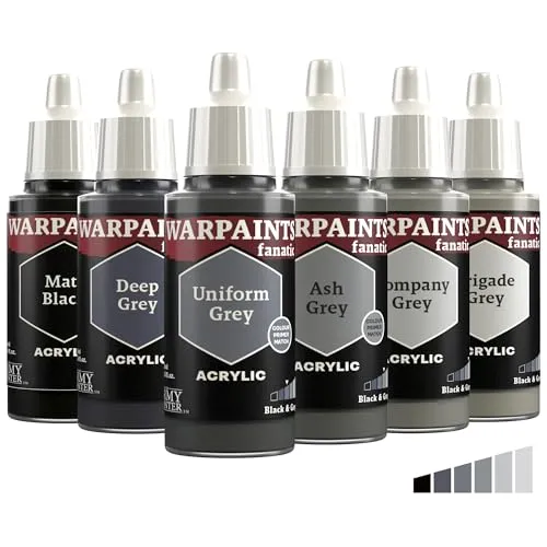 The Army Painter, Warpaints Fanatic Flexible Triad: Black & Greys, 6 x 18 ml Acrylfarbe, Miniatur-Hobbybemalung, Für Miniatur-Wargaming