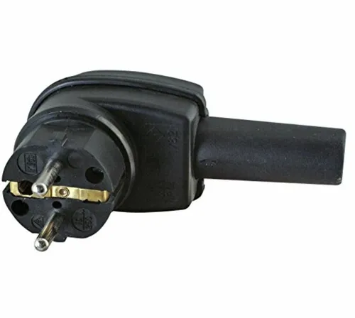 KOPP Schuko Winkelstecker Vollgummi Schwarz - Robuster Schuko Winkelstecker aus Vollgummi für Kabelquerschnitte bis 3x2,5 mm², ideal für den professionellen Einsatz und langlebig im Gebrauch.