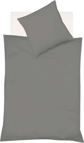 FLEURESSE Provence Bettwäsche 135x200 cm - Moderne Halbleinen-Bettwäsche in schiefer grau, ideal für den Sommer. Hochwertig aus 50% Baumwolle und 50% Leinen, maschinenwaschbar und mit praktischem Reißverschluss.