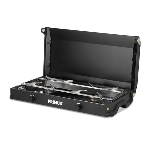 Primus Kinjia Stove - Campingkocher mit 2 x 3.000 W Leistung, leicht und kompakt für Outdoor-Gourmetkochen. Ideal für bis zu 10 Personen und einfach zu reinigen dank abnehmbarer Edelstahlteile.