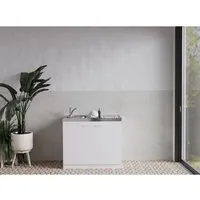 Respekta Miniküche Pantry100 ohne Kühlschrank - Kompakte Miniküche für Büro und Singlewohnung, mit modernem Holzunterbauschrank und steckerfertigem Glaskeramikkochfeld, ideal für kleine Räume.