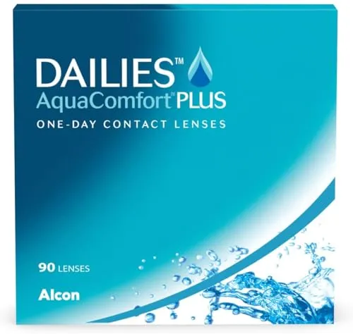 Dailies AquaComfort Plus Tageslinsen | 90 Stück - Kontaktlinsen für hohen Tragekomfort und klare Sicht, ideal für Allergiker. Sie setzen 3 feuchtigkeitsspendende Wirkstoffe frei und bieten den ganzen Tag frische Augen.