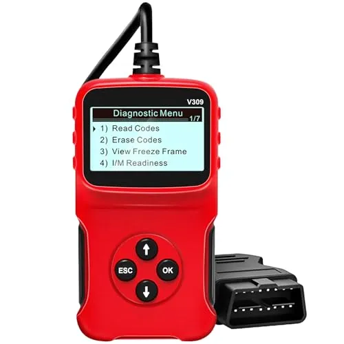OBD2 Diagnosegerät Auto OBD Diagnosegerät ODB2 Fehler Code Leser Adapter V309 KFZ Auslesegerät für Alle OBDII Protokoll, Fehlerspeicher Auslesen, LCD-Bildschirms