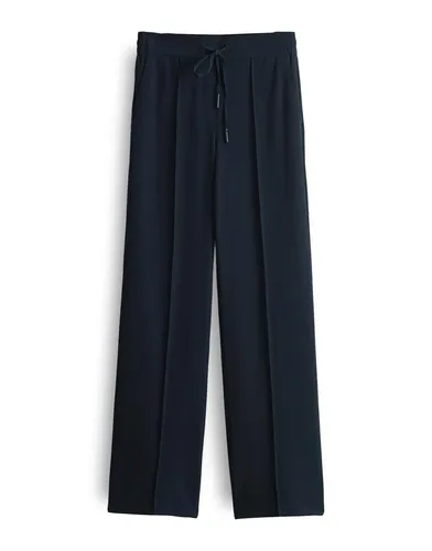 OPUS Damen Jogpants MELANE French Wide - Komfortbund in Coal Blue, Größe 36 - Damen-Hosen mit modernem Wide Leg Design und hohem Tragekomfort durch Mid Rise und geraden Beinverlauf. Ideal für stilvolle Outfits im Alltag.