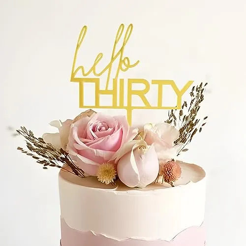 COLOFALLA 30. Geburtstag Gold Cake Topper Torten Topper Acryl 30 Geburtstag Tortendeko Kuchen Topper zum 30. Geburtstag Hello Thirty Cupcake Topper Geburtstagsdeko für Frau Mann