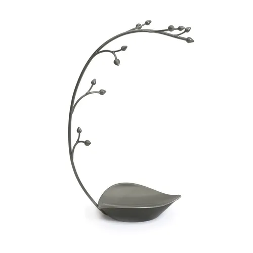 Umbra Schmuckständer Orchid in Grau-Grün - Schmuckaufbewahrung mit stilvollem Design, bietet Platz für Ringe, Ohrringe und Ketten und hat eine praktische Aufbewahrungsschale.