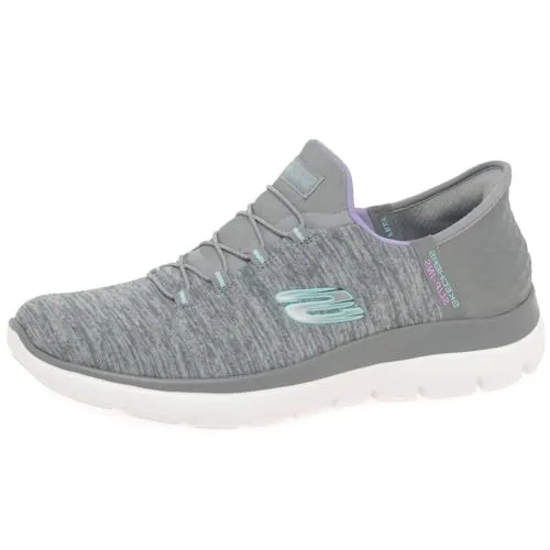 Skechers Damen Summits Dazzling Haze Sneaker - Bequemer Schlupfschuh in Grau, 37 EU - Damen-Sneaker mit atmungsaktiver Memory-Schaum Einlegesohle und elastischen Schnürsenkeln für einfachen Einstieg und optimalen Halt.