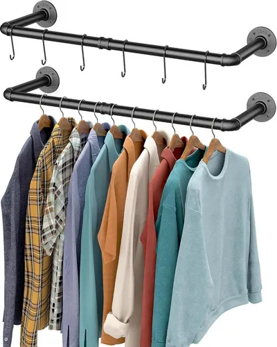 OROPY Kleiderständer im industriellen Stil 2er Set Schwarz - Praktisches Kleidergestell im modernen Design, ideal für jeden Raum. Robust und funktional, perfekt zur Aufbewahrung Ihrer Kleidung.