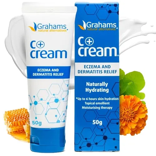 Grahams Natural C+ Eczema Cream - Mit Manuka-Honig & Calendula - Ohne Steroide - Für trockene, juckende, gerötete & ekzemempfindliche Haut - Leicht, nicht fettend, geeignet für empfindliche Haut, 50g