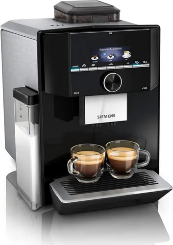 Siemens EQ.9 s300 Kaffeevollautomat - Vollautomatischer Kaffeevollautomat mit 19 bar Druck, farbigem TFT-Display und programmierbaren Kaffeespezialitäten für perfekten Genuss auf Knopfdruck.