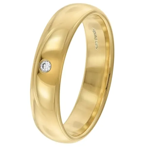 trendor Damenring Gold 375 mit Diamant klassischer Diamantring für Frauen Gold-Ring Brillantring 21213-55 Ringgröße 55/17,5
