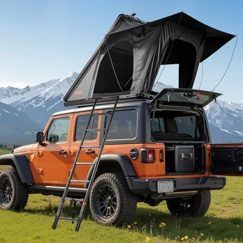VEVOR Autodachzelt Hartschalen für 2-3 Personen mit LED-Beleuchtung - Ideal für Camping: Dieses robuste Dachzelt bietet Platz für 2-3 Personen und ist wasserfest sowie winddicht. Schneller Aufbau und inklusive Montagematerial, perfekt für SUVs und Pickups.