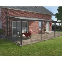 Palram - Canopia Seitenwand für Terrassendach 4 m Tiefe | Anthrazit - Außenanbau mit stabiler Seitenwand für windigen Wetterschutz. Kompatibel zu Palram Terrassenüberdachungen, rostfreies Aluminiumgestell und einfache Montage.