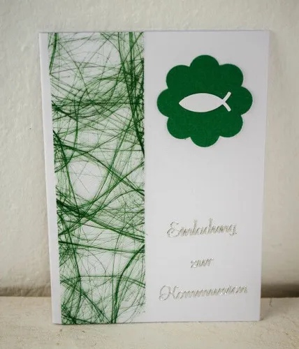 Einladung Einladungskarte Kommunion Einladungen grün KK018 10 x
