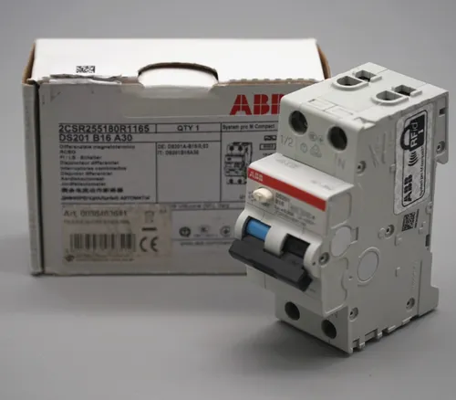 ABB FI LS-Schalter DS201A-B16 - 1-poliger Typ A, 16A, 30mA, schützt vor Fehlerströmen und sorgt für Sicherheit in Ihrem Zuhause