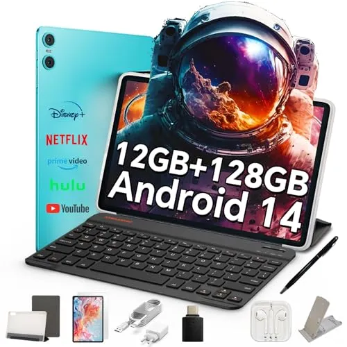 TECLAST P30 CASE 10 Zoll Tablet PC mit Tastatur - 10 Zoll Android 14 Tablet mit 12GB RAM und 128GB ROM, erweiterbar auf 2TB, ideal für Arbeit und Unterhaltung mit großem Akku für bis zu 8 Stunden Nutzung.