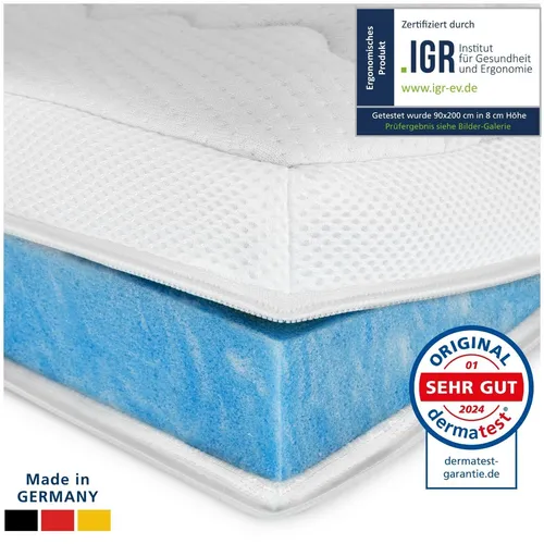 Premium Plus Gelschaum-Topper 180x200 cm - Hochwertiger Lyocell-Bezug - Matratzenauflagen mit extra dickem Gelschaum (8 cm) für optimale Druckentlastung und atmungsaktives Schlafklima. Antirutschfunktion und waschbarer Bezug sorgen für höchsten Komfort.