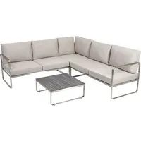 greemotion Lounge-Set Sydney - Elegantes Ecksofa aus Edelstahl mit bequemen Kissen, ideal zum Relaxen und Sonnenbaden im Garten oder auf der Terrasse