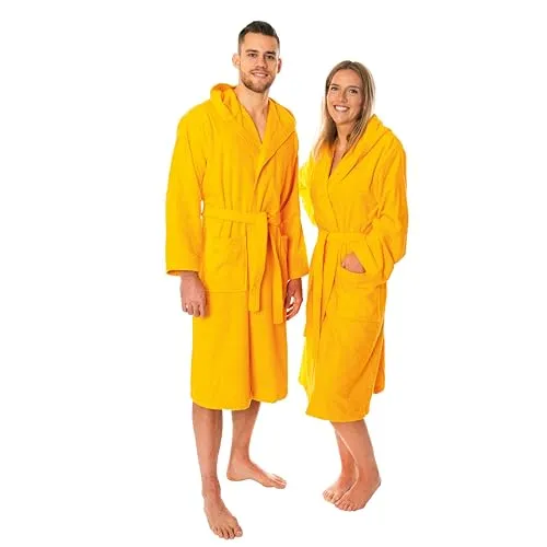 Lavea Mexico Bademantel aus 100% Baumwolle – Weicher Frottee Morgenmantel mit Kapuze für Damen und Herren - Weicher Frottee-Bademantel aus 100% Baumwolle, ideal für entspannte Stunden nach dem Baden oder in der Sauna. Mit praktischen Taschen und Kapuze, pflegeleicht und schadstoffgeprüft nach OEKO-TEX. Perfekt für Zuhause!