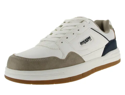 Dockers by Gerli Sportliche Schnürschuhe Herren 31383136303637 Weiß 42 EU - Wanderschuhe für Herren mit patentierter Soft Insock Sohle aus Gel für optimale Fersenentlastung. Bequeme und stylische Sneaker aus Kunstleder im Tricolor-Design, ideal für den Alltag.