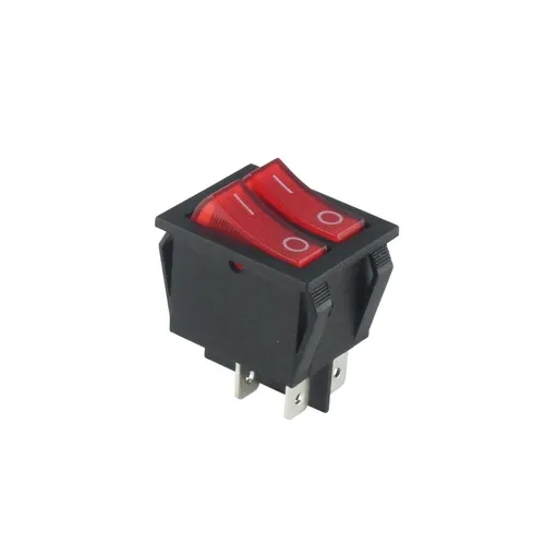 Dual-Wippenschalter 30x22mm, 2-polig, EIN/AUS, 15A/250V, rot, Doppelschalter I/0