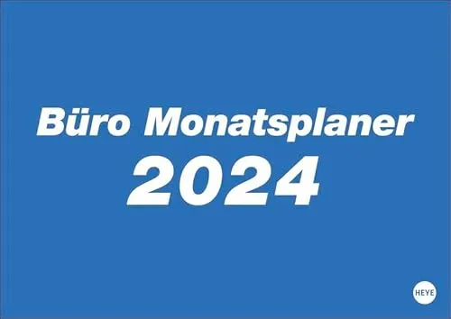 Büro Monatsplaner 2024. Praktischer Wandplaner mit großer Monatsübersicht. Wandkalender DIN A4. Büro-Kalender mit Notizfeld und Schulferien.