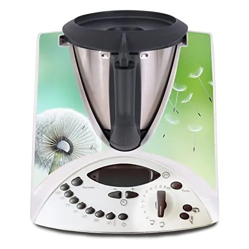 Deko Schutz Aufkleber kompatibel mit Küchenmaschine Thermomix TM31 Design Sticker Klebefolie Zubehör Küchengerät wasserfest selbstklebend R182 (20 Pusteblume)