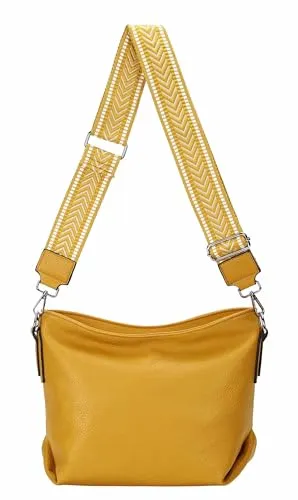 ITALYSHOP24 OBC Damen Shopper Umhängetasche Gelb - Stylische und funktionale Umhängetasche aus hochwertigem Kunstleder. Ideal für den Alltag und Reisen, bietet sie viel Platz und ist ein echter Hingucker. Größe: ca. 34x25x14 cm – perfekt für jeden Anlass!