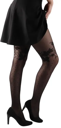 Fein-Strumpfhose mit Muster Party Silvester glitzer glänzend glanz gemustert