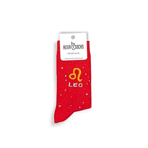 ALTER SOCKS Lustige Socken | Sternzeichen Socken Damen & Herren | Sternzeichen Löwe Geschenk | Strümpfe Unisex Größe 36 – 45 (Löwe (Leo))