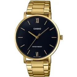 Casio Uhr Collection LTP-VT01G-1BUDF - Damenuhr mit elegantem goldfarbenem Edelstahlarmband, wasserdicht bis 3 ATM und ausgestattet mit japanischem Quarzwerk – perfekt für stilbewusste Frauen.