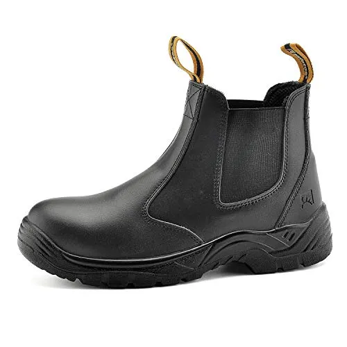 SAFETOE Sicherheitsstiefel Arbeitsschuhe mit Stahlkappe M8025 (S3 klassischer Artikel) von Anti-Punktion und wasserdichte, Schwarz, 45 EU