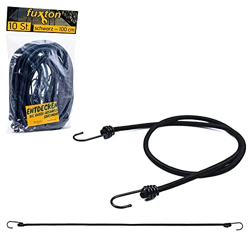 fuxton fuxton 10 Spanngurte mit Haken, 100 cm schwarz Spanngummi, (Expander, Gepäckspanner, Gummiband) für Fahrradträger, Ladungssicherung, Auto
