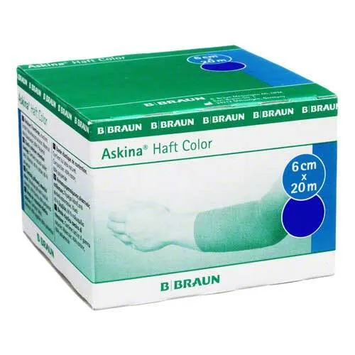 B.Braun Askina® Haft Color Fixierbinde, 20 m x 6 cm, blau - Arzneimittel für leichte Stützverbände, selbsthaftend durch Lateximprägnierung und ideal für Hautschutz unter Tapeverbänden.