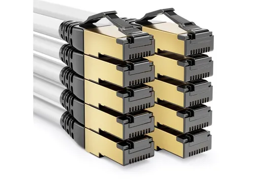 deleyCON deleyCON 10x 0,5m CAT8.1 Patchkabel S/FTP PIMF 2000MHz 40Gbit RJ45 LAN-Kabel