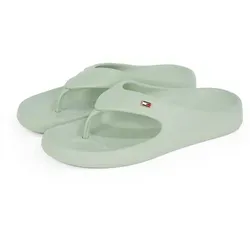 Zehentrenner TOMMY HILFIGER "TH COMFORT BEACH SANDAL", Damen, Gr. 41/42, grün (mint), Synthetik, modisch, Schuhe, Dianette, Sommerschuh, Bequemschuh mit kleiner Logostickerei