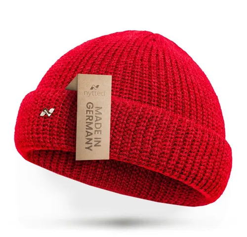 NYTTED® Kurze Fisherman Beanie - Seemannsmütze aus 100% Schurwolle - Strickmützen für Herren, nachhaltig in Deutschland hergestellt, warm und weich, ideal für den Winter.