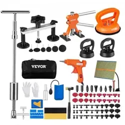 VEVOR Dellen-Reparaturset 107-teilig - Sonstige Handwerkzeuge - Effektive Dellenentfernung für Autos mit 50 Abziehlaschen und 2-in-1 Gleithammer, einfach in der Anwendung und ideal für Heimwerker.