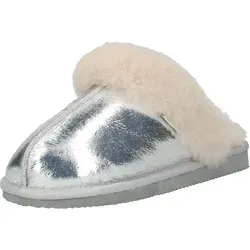 Shepherd JESSICA Hausschuhe in Silber für Damen - Elegante Hausschuhe in Silber, gefertigt aus metallisiertem Leder mit warmem Schaffellfutter, ideal für gemütliche Abende zu Hause.
