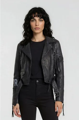 trueprodigy Lederjacke Ava mit Print und Nieten