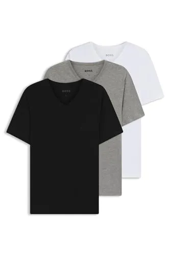 HUGO BOSS Herren T-Shirt Vn 3p Co T-Shirt, Assorted-pre-Pack,L - T-Shirts für Herren im Dreier Pack, aus softer und atmungsaktiver Baumwolle mit hochwertiger Verarbeitung und Logo Stickerei für einen modernen Look.